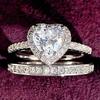 Double two-in-one combination ring, European and American love diamond women's ring