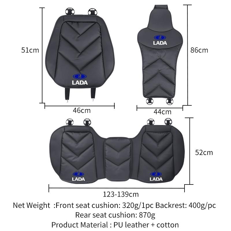 AWG1 Car Seat Cover Front Rear Seat Leather Cushion Pad Protective Mat For Lada 2110 2114 Largus 2112 110 2105 2107 2106 Vesta Niva