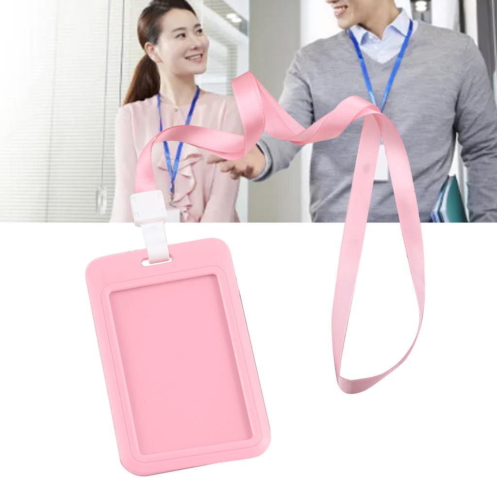 Badge Holder Bright Color Thick Sturdy ABS Rounded Corner Waterproof Bus Card Holder with Lanyard