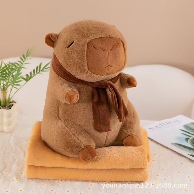 

Kapibala Capybara Ugly Cute Doll Kapibala Car Office Air Conditioning Pillow Quilt Nap Blanket Two-in-One doll 45cm, blanket 110 * 160cm