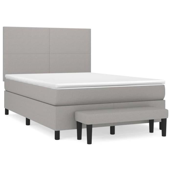 3136437 vidaXL Lit à sommier tapissier avec matelas Gris clair 140x200cm Tissu