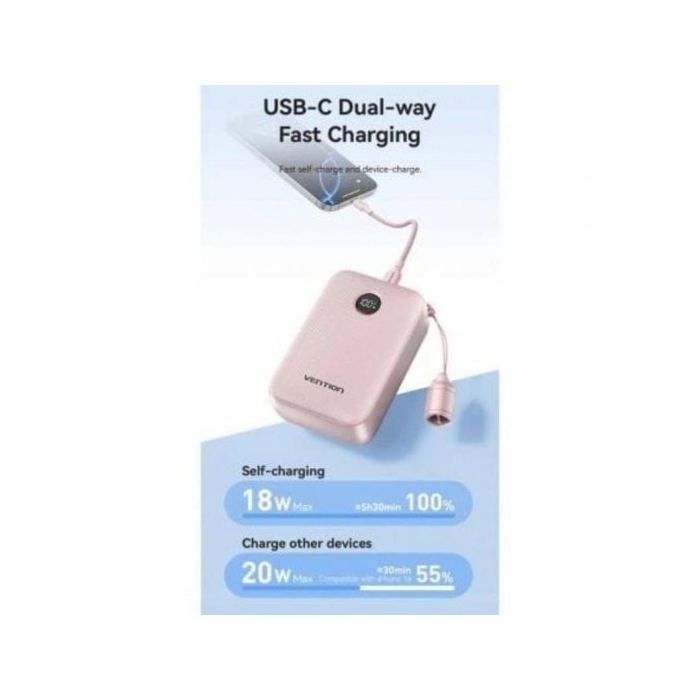 Vention FKBN0-C Powerbank 20000mAh 22.5W USB-A USB-C Compact Beige