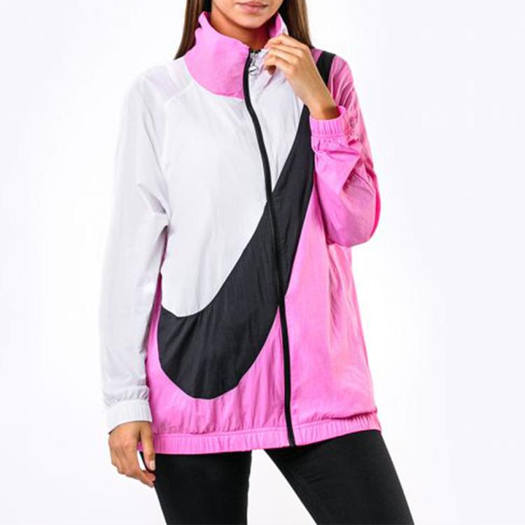 Nike Sportswear Woven Swoosh Jacket With Large Logo Women Jackets Pink White BV3685-610