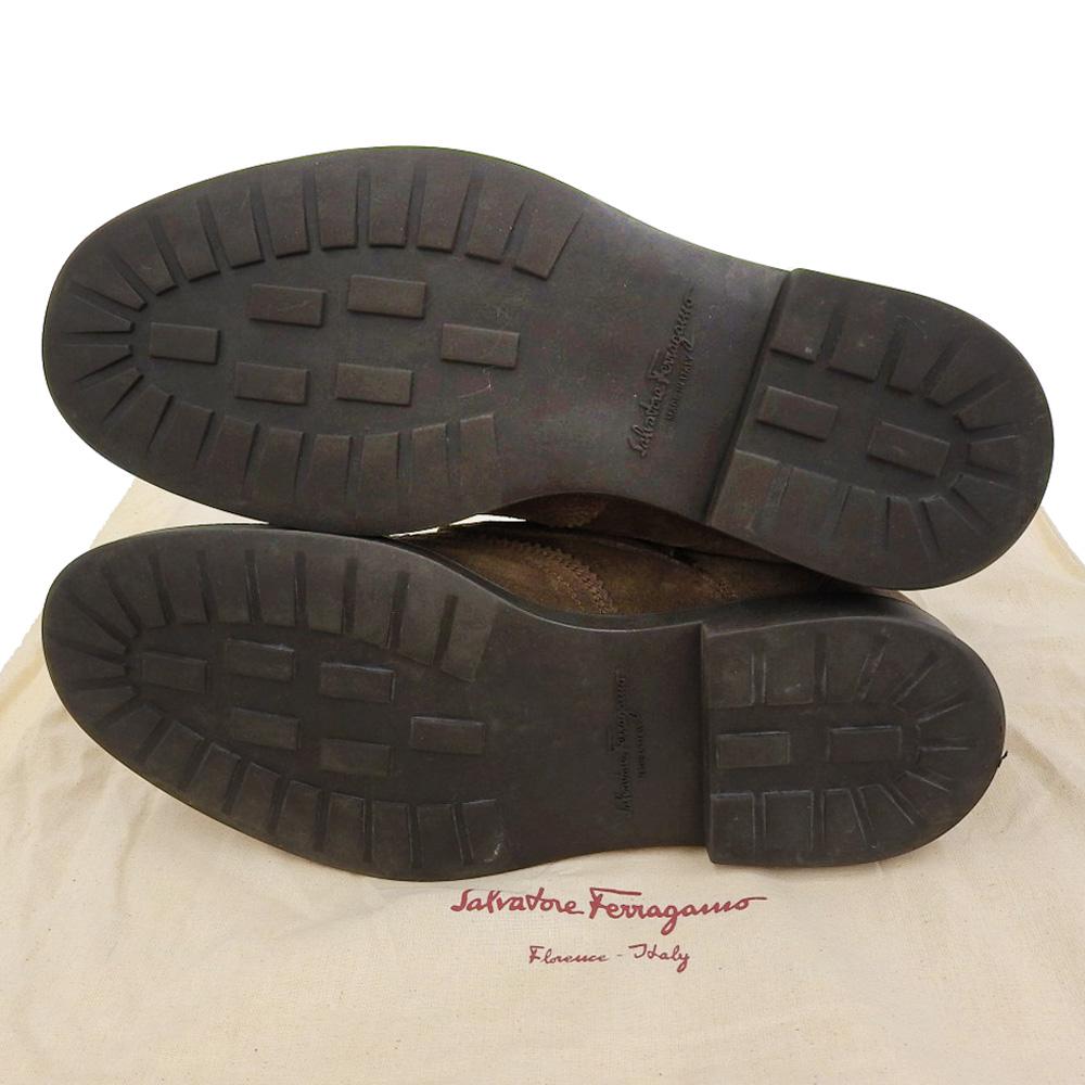 Salvatore Ferragamo Wingtip Chukka Boots Shoes Men's Suede Brown 7 NU4502 shoes 7 BrownUsed