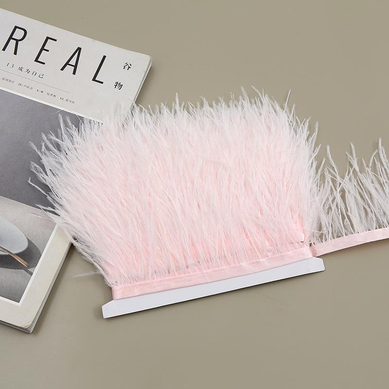 Color 8-10 Cm Ostrich Hair Cloth Edge Clothing Cuffs Hem Ostrich Feather Strips Cloth With Accessories Lace