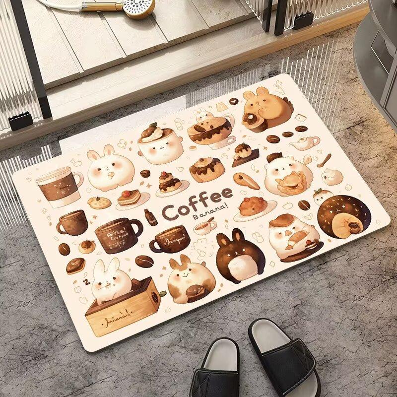 Bathroom floor mat, toilet special cartoon water-absorbing non-slip mat, toilet door diatom mud dirt-resistant quick-drying mat