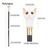 Bastone da passeggio con pomello pastorale da gentiluomo, gatto dorato bianco, gattino, bastone da passeggio alla moda, bastone da passeggio da gentiluomo, 93 cm