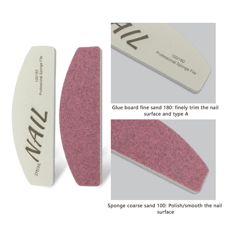1Pcs Mini Nail File Buffer Double Sided Grit 100/180 Emery Board Manicure Tools For Nail Grooming/Styling Acrylic Nails