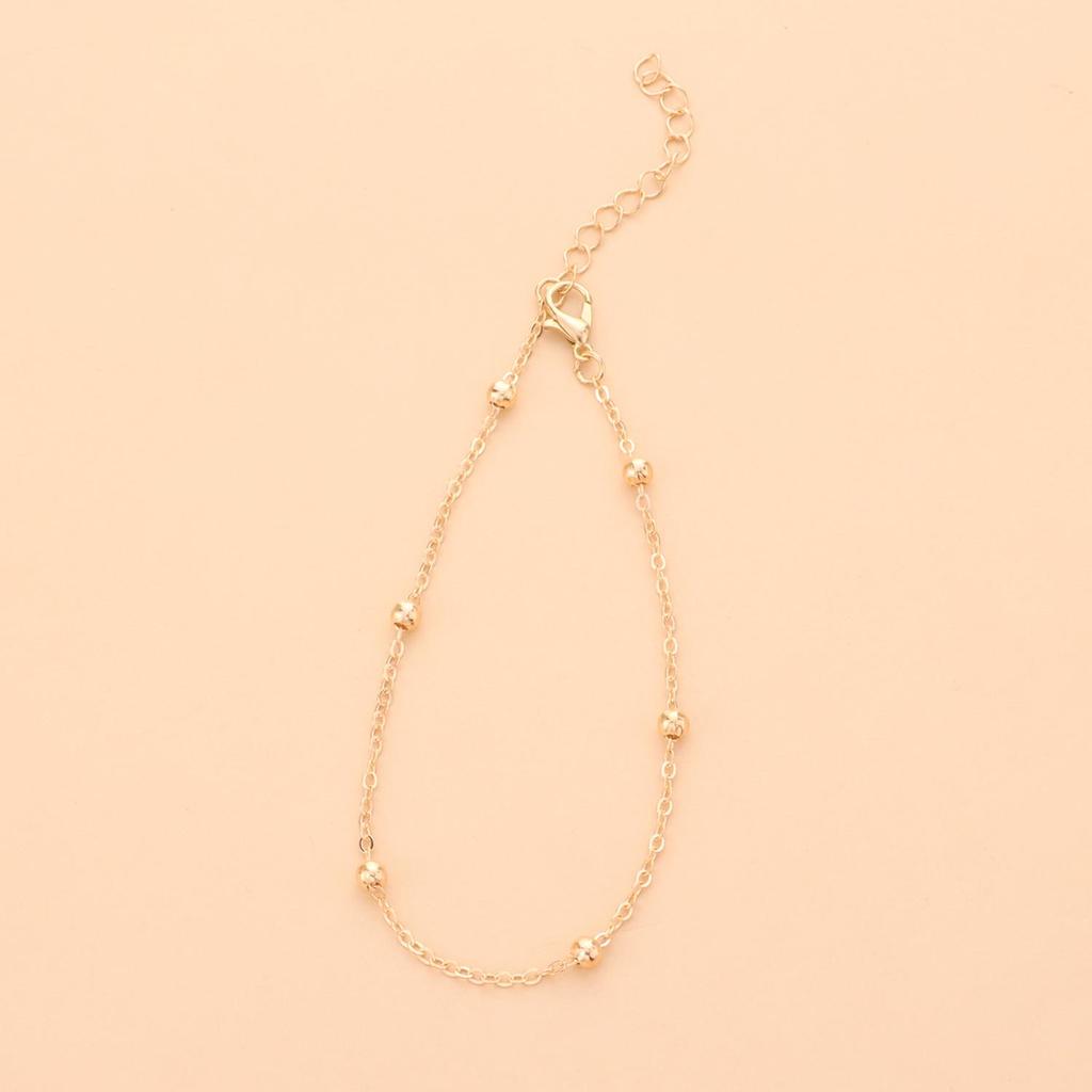 Trendy Oversized Rund Perlekjede Ankelkjede for Kvinner - Minimalistisk Mote