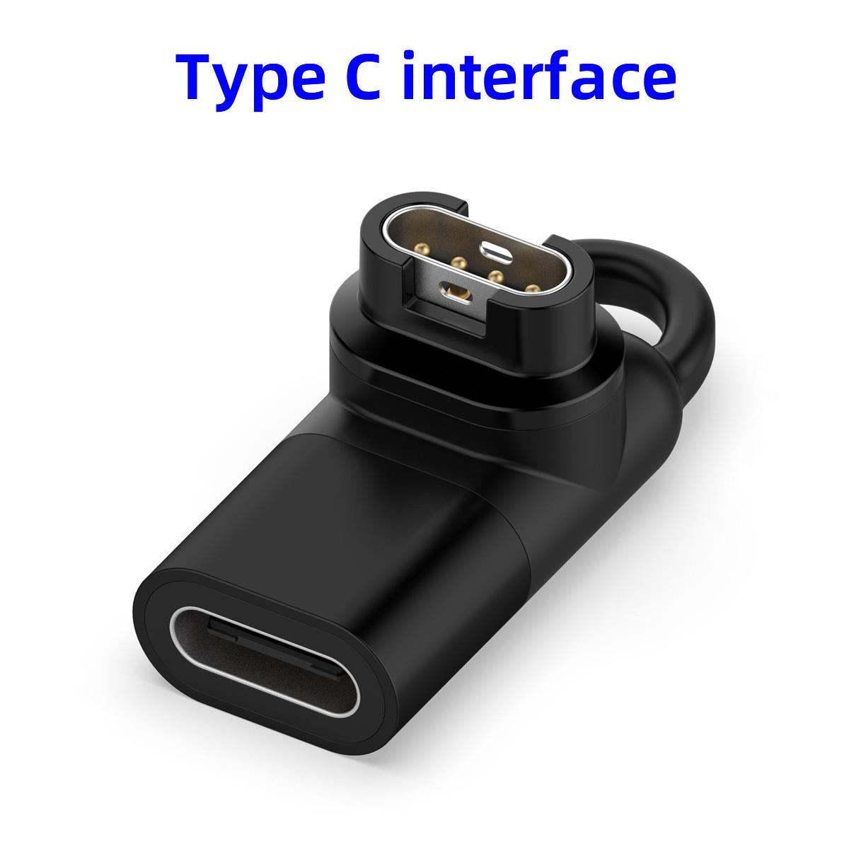 

Fonken Type C/Micro/Ios USB гнездо на 4-контактный адаптер зарядного устройства Garmin для смарт-часов Garmin, зарядный конвертер Type-C interface чёрный