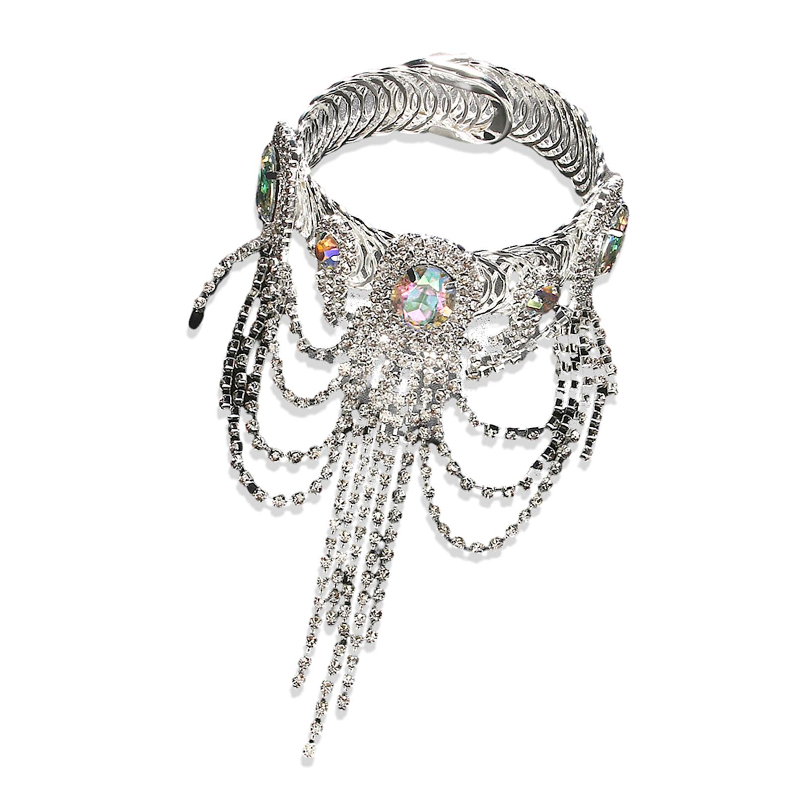 

Lady Colorful Crystal Bracelet Vintage Personality Bracelet Wrist Cuffs Bracelet for Weddings and Dates серебряный