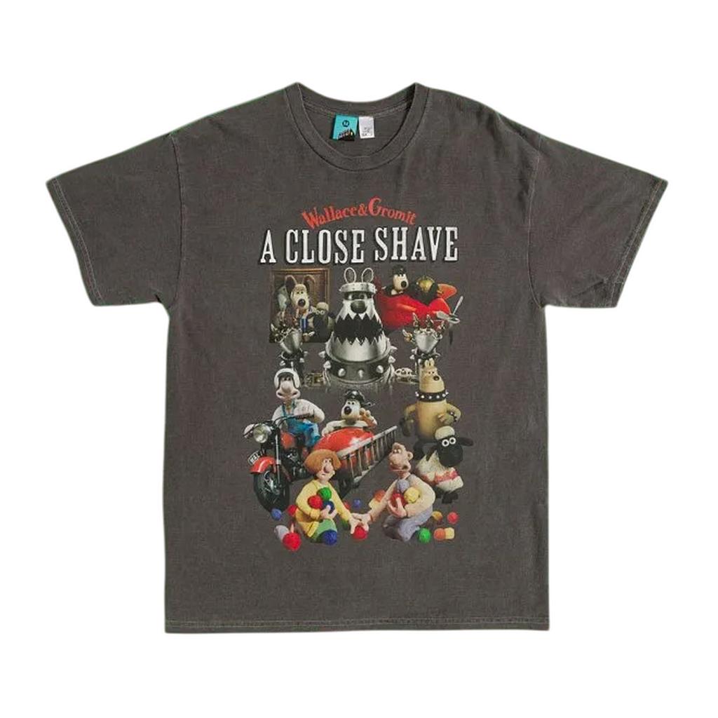 Wallace and Gromit Unisex Adult A Close Shave Montage Vintage Wash Boxy T-Shirt