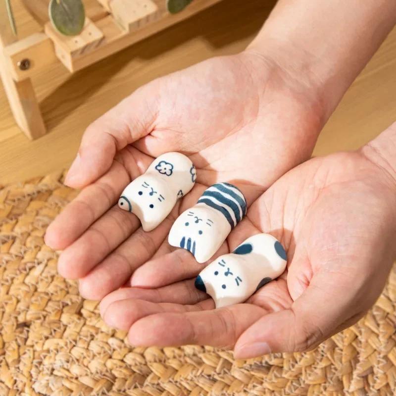 Creativity Ceramic Cute Spoon Rest Holders Cat-Shape Fork Rack Shelf Tea Tableware Accessories