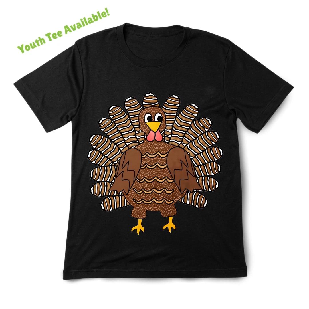 Thanksgiving Turkey Cartoon Youth Tee|Funny Holiday Graphic Kids Casual T-Shirt 150