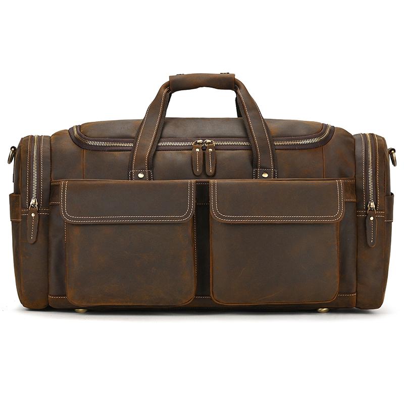 Big Capacity Leather Baggage Bag For Men Male Travel Bag Duffle Bags Weekender Bags On Luggage Over Night Handbags For Man