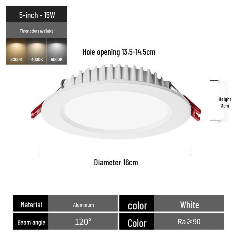 Ultra-Thin LED Downlight, 2.5 & 6 Inch Recessed Ceiling Light, 18W High Luminous Efficacy for Commercial Spaces
