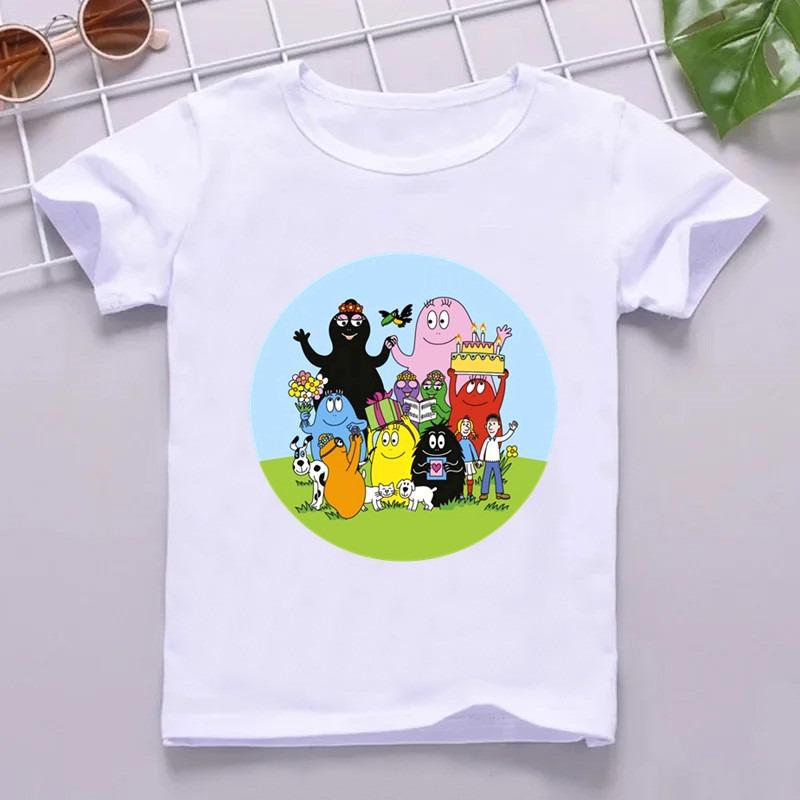 Hot Sale Cute Barbapapa Print Cartoon Kids T shirt Funny Girls Summer Tops Baby Boys Clothes Children Short Sleeve T-shirt