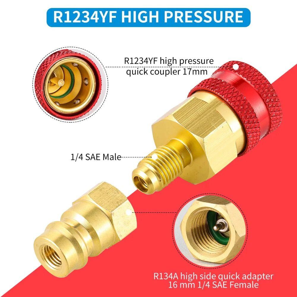 1/2Pcs Prevent Leakage R1234YF Quick Coupler Adapter AC Hose Fitting Connectors  R1234YF To R134A