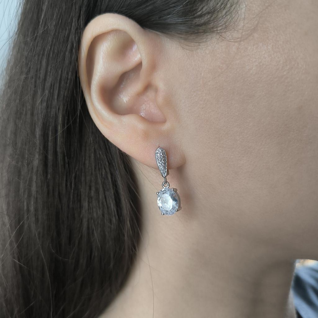 Серебряные серьги с фианитами (2207702)