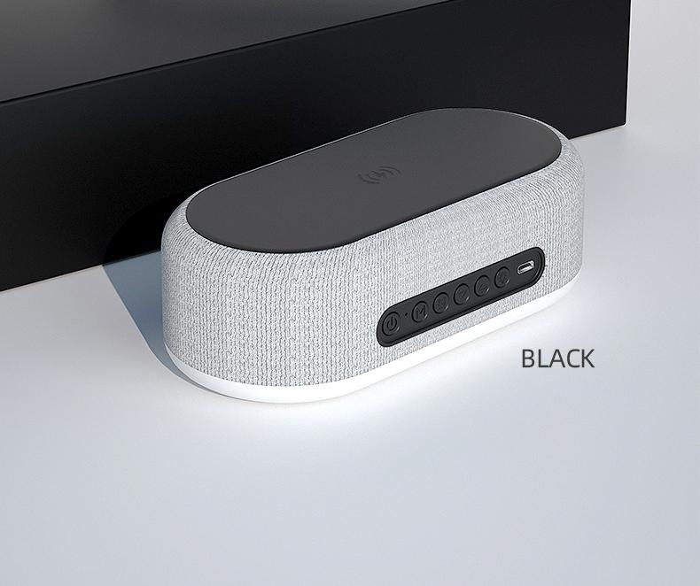 Multifunctional 15W Wireless Charging for Speaker with LED Night Light Alarm Clock for Home Office and USB
