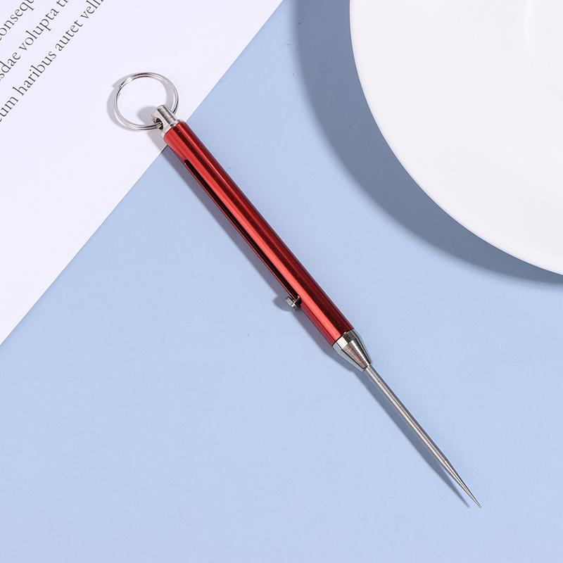 1Pcs Titanium Alloy Telescopic Toothpick Keychain Pendant Gift Fruit Fork Camping Toothpick Holder Unpacking Tool
