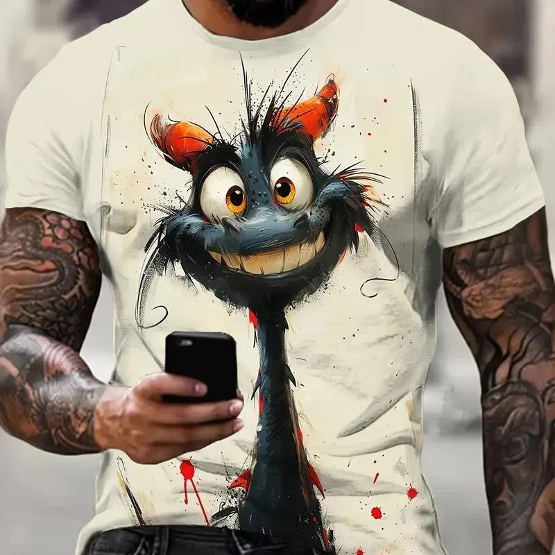Funny Cat Pattern T-Shirt For Men Personality Animal 3D Printed T Shirts Summer Loose Short Sleeved Tops Casual Round Neck Tees