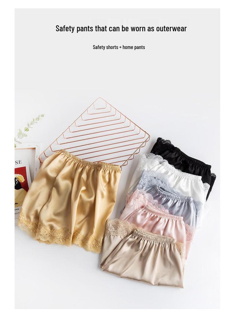 Women's Anti-Exposure Lace Safety Shorts, Lightweight & Non-Curling, Plus Size, Loose Fit for Summer.