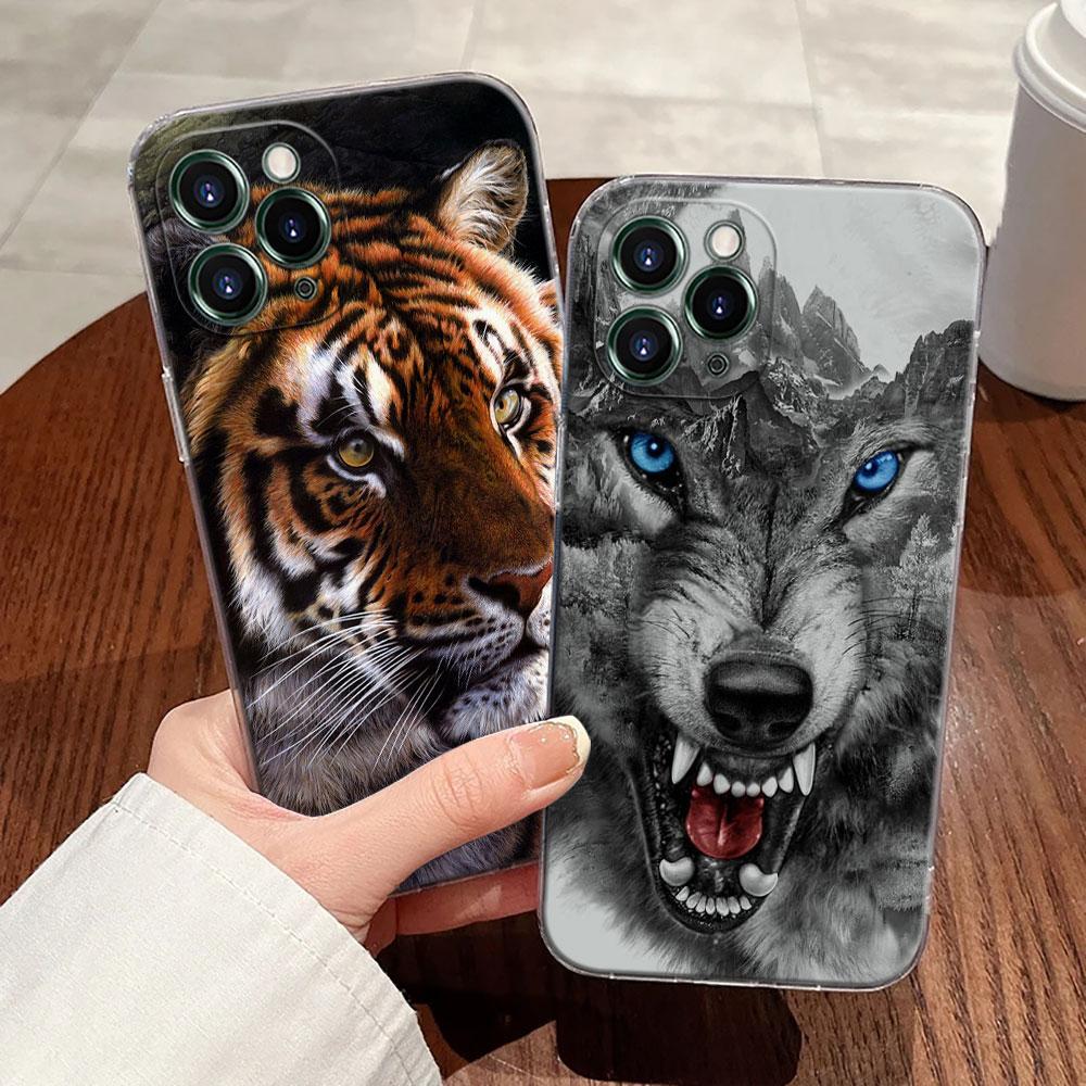 Wolf Löwe Tiger Tier Transparente Hülle Für Apple iPhone 17 16 15 14 13 12 11 Pro Max 16 Plus 16E 17Air 17Pro Handyhülle Funda