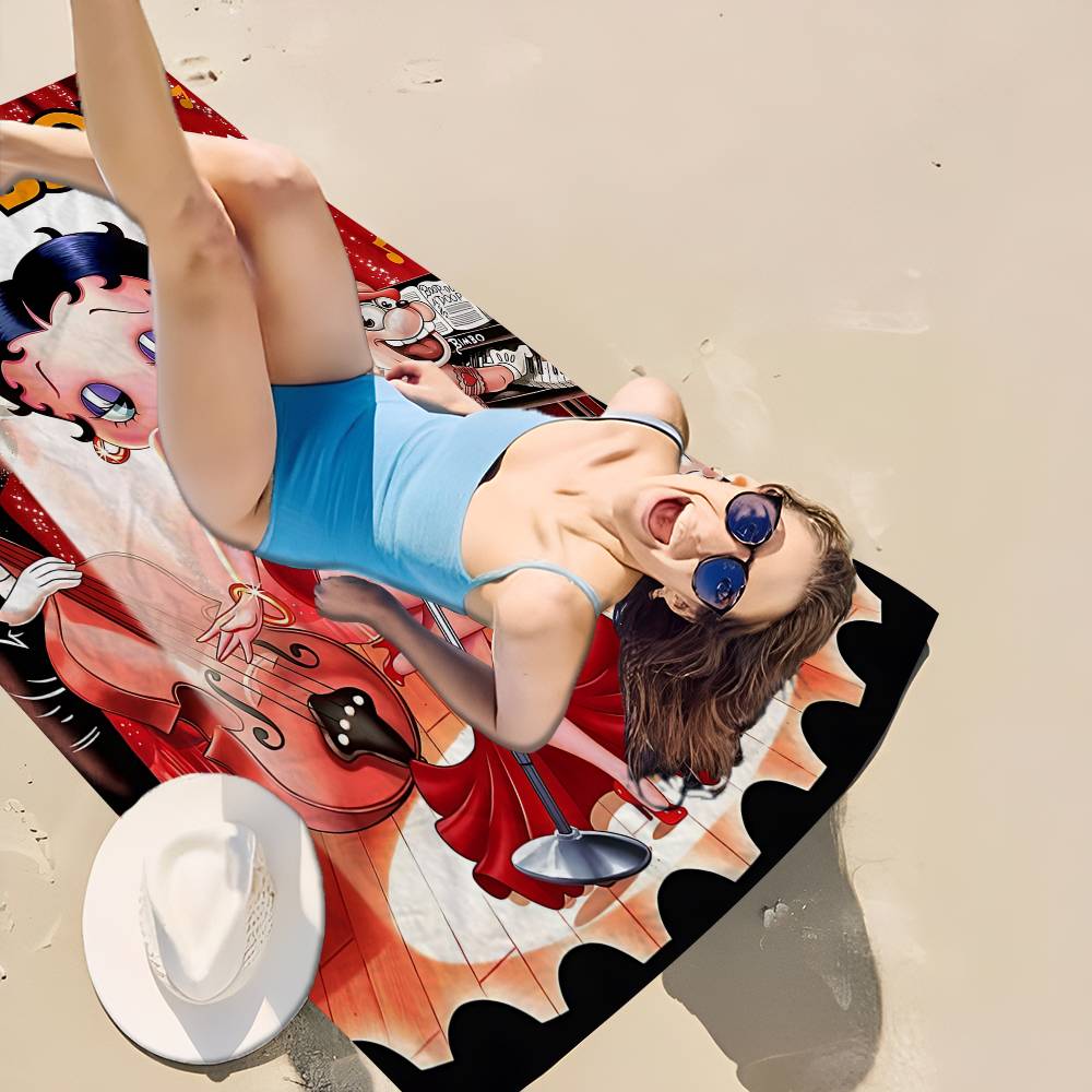 Pretty Cartoon B-Betty B-boop Microfiber Beach Towel Absorbent Quick dry Soft Yoga Swimming Resort Mountain Climbing Towel
