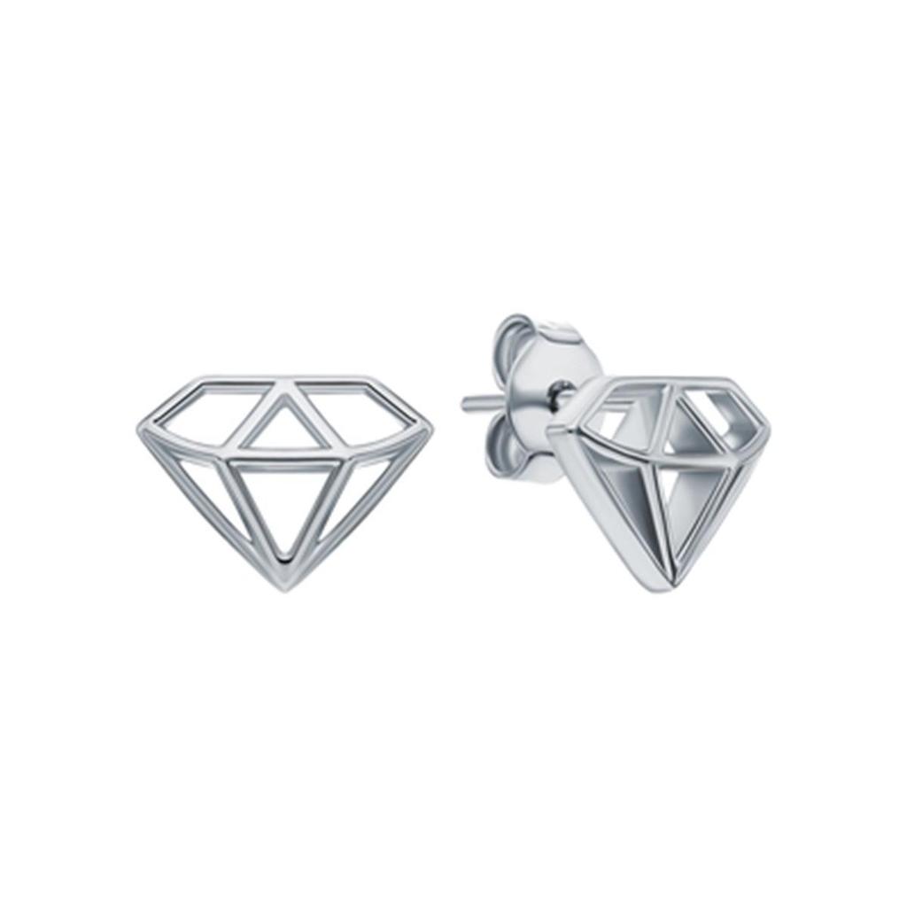 European S925 Sterling Silver Geometric Rhombus Diamond Stud Earrings in Light Gold