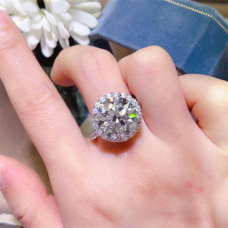 Princess Moissanite Ring: 5 Carat D Color, Eight Hearts Eight Arrows Cut - Popular Women s Hot Selling Round Bag Style Size 20