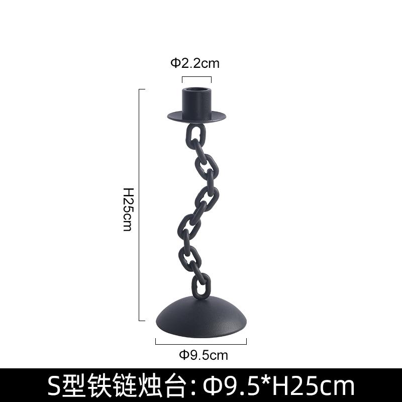 Metalowy świecznik Geometryczny łańcuch Świecznik Skręcony zamek Uchwyt na świecę Dekoracja domu Akcesoria Metalowa klatka