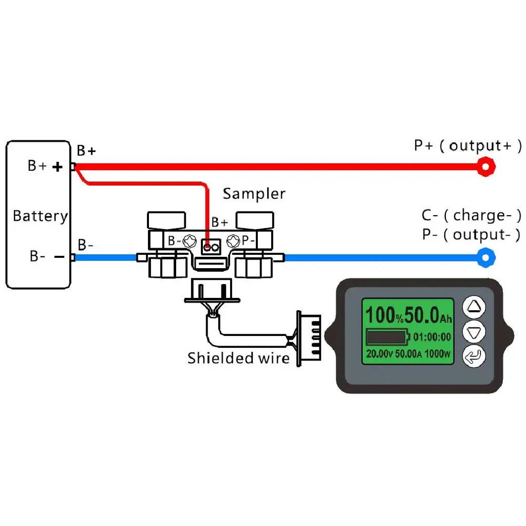 TK15 Batterie-Coulometer 50A 100A 350A Lithium-Batterie-Kapazitätstester Spannungs-, Strom-, Restleistungsanzeige Batteriemonitor