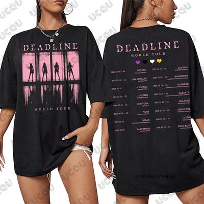 Summer New BP Deadline Black World Tour Graphic Print Cotton Women Unisex Tshirt Short Sleeve Oneck Tees Casual Oversized Tops