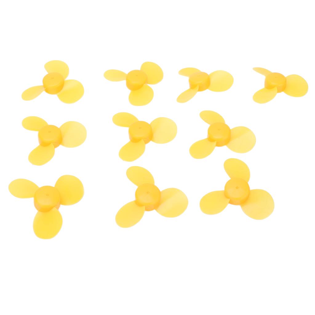 10 Stück Spielzeugpropeller ABS-Kunststoff 3 Blätter Ventilator DIY Spielzeugmodell Zubehör Gelb 743Y2A