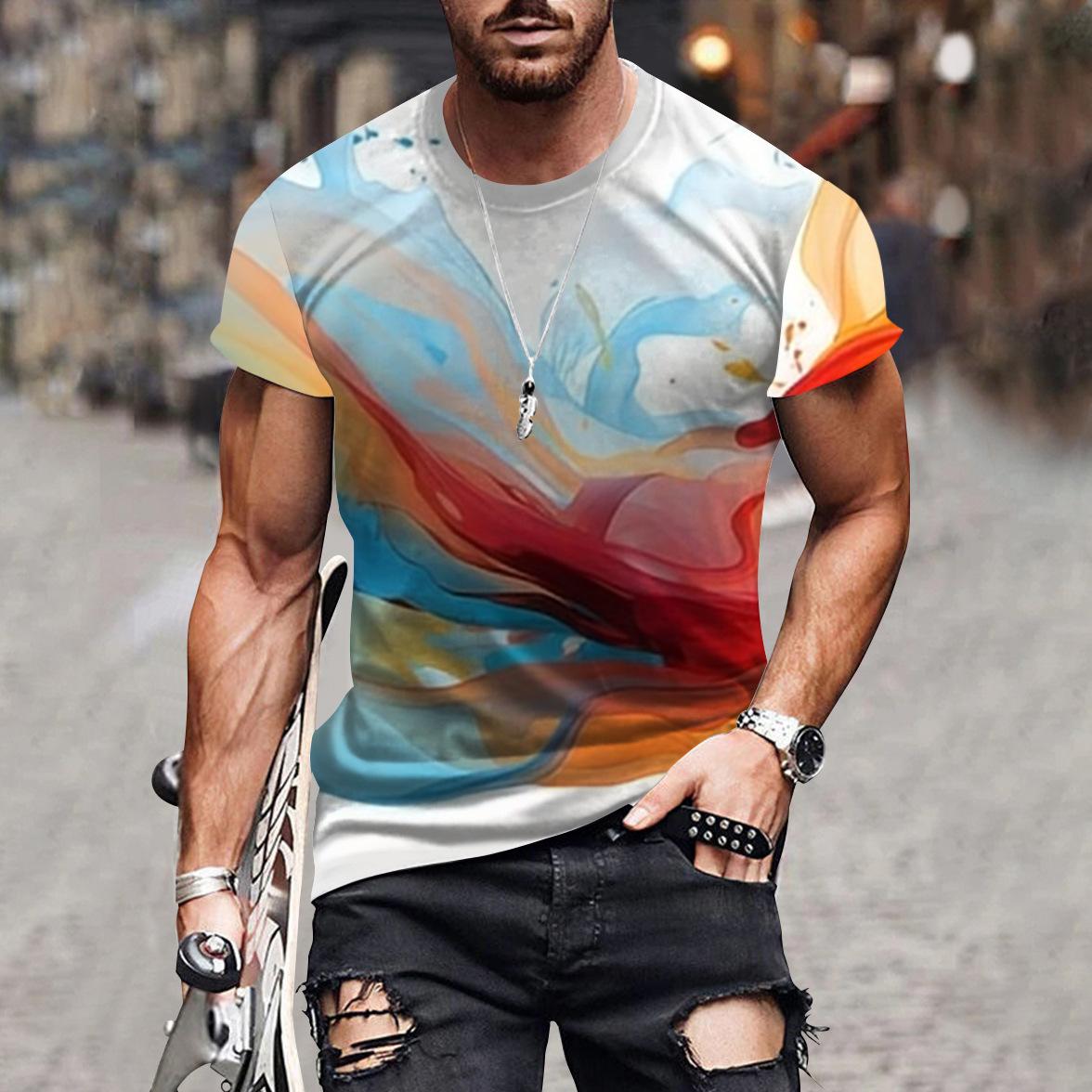 

Летняя новая мужская футболка с короткими рукавами и 3D-цифровой печатью 6XL