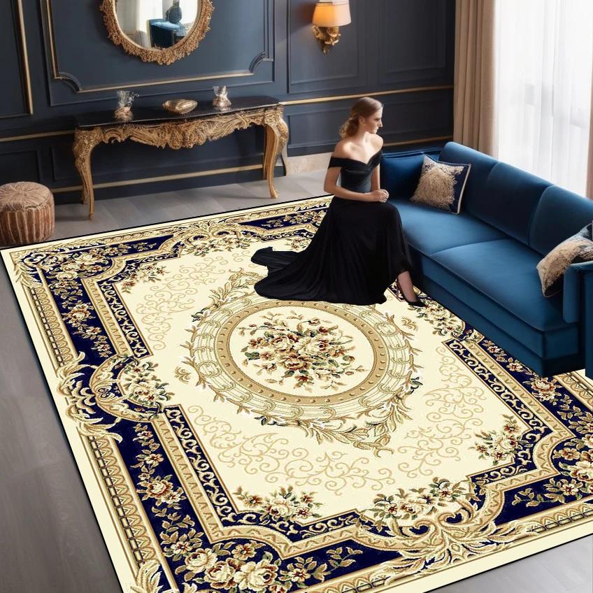 Europäische Luxusteppiche für Wohnzimmer Große Größe Dekorationsteppich Hotelhalle Weiche Matte Schlafzimmer Lounge Rutschfester Teppich Tapis Salon
