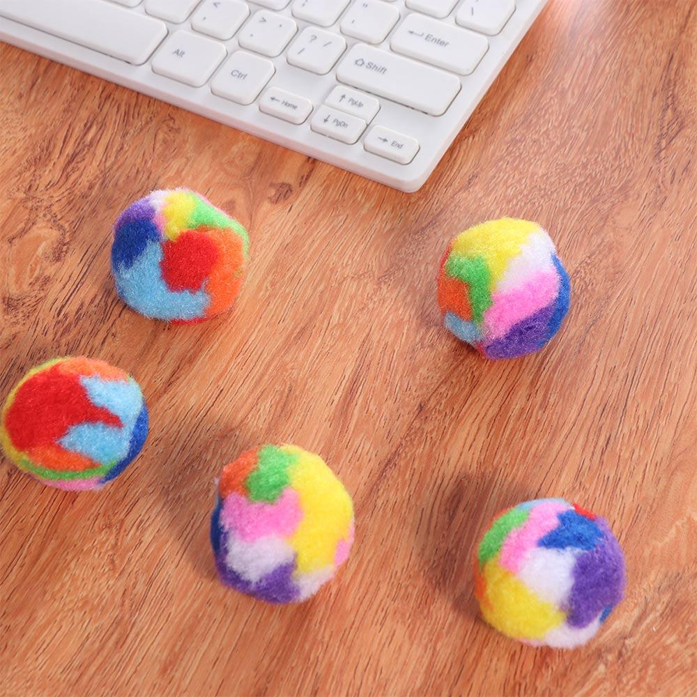5pcs/set Colorful Cat Training Mute Ball Plush Pet Cat Throwing Ball Plush Cat Toys Ball  Self Happy