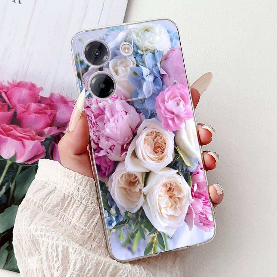 For Xiaomi Poco M7 Pro 5G X7 Pro Back Cover Girly Fashion Flower Butterfly Painting Soft TPU Clear Fundas PocoM7 Pro X7Pro Case