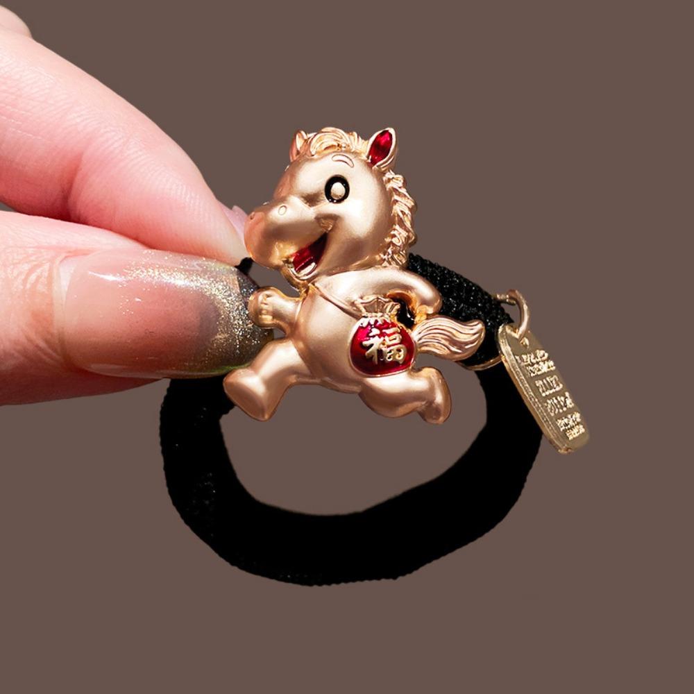 

Red Rope New Year Red Hair Rope Alloy Zodiac Year Horse Year Hair Ring Ponytail Holder Bracelet Horse Year Rubber Band XXS