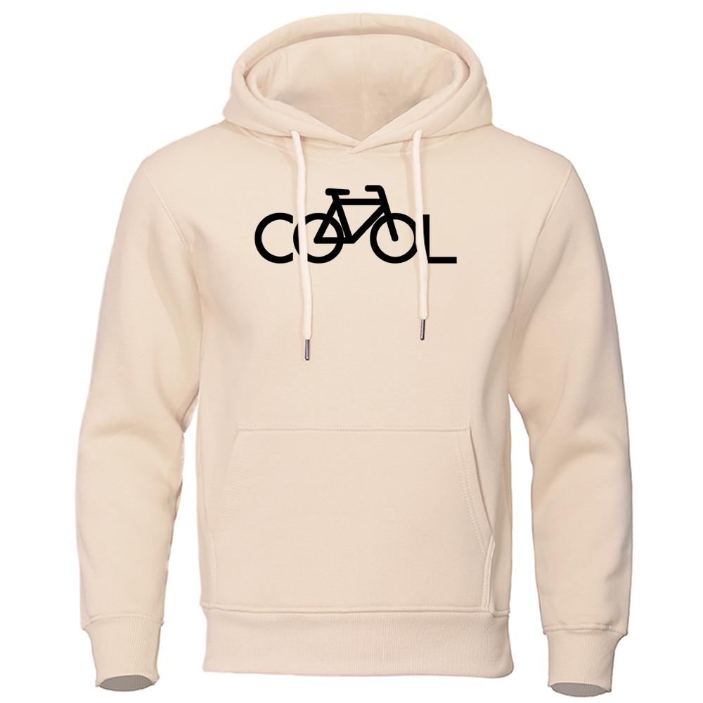 Cooler Schriftzug Fahrrad Einfaches Strichdesign Bedruckter Hoodie Herren Rundhals Lässiges Sweatshirt Herbst Locker Kapuzenfleece Warme Oberteile