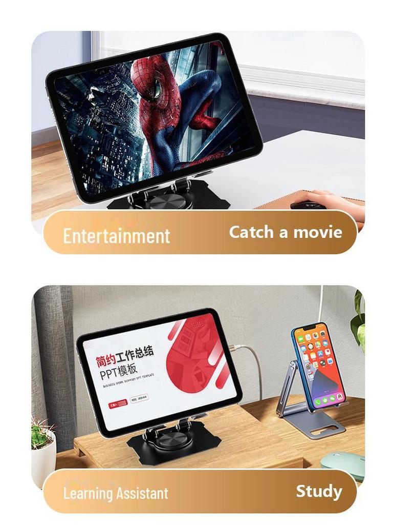 360° Rotating Aluminum Alloy Desktop Tablet Stand with Cooling Feature
