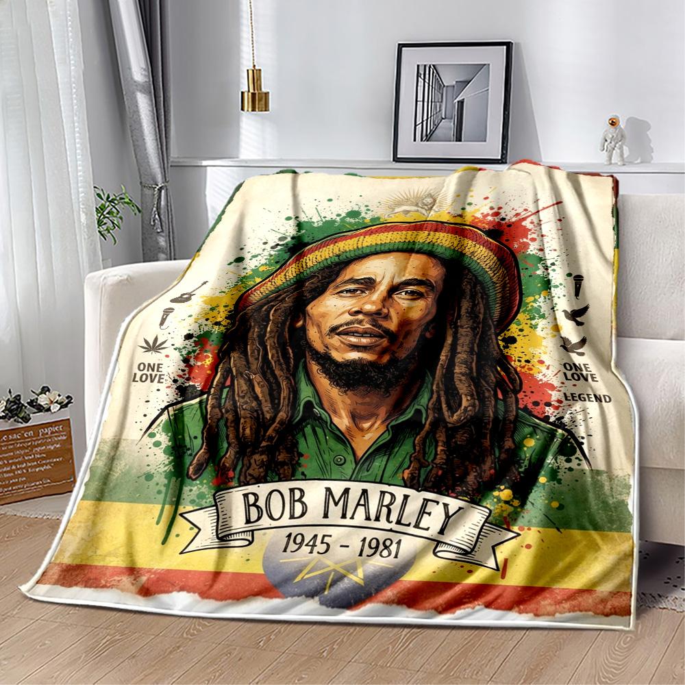 Bob Marley Marley Reggae Guitar Music Blanket Soft Cozy Perfect For Couch Chair Bed Four Seasons Multipurpose Modern Style Birthday Christmas Gift Bla