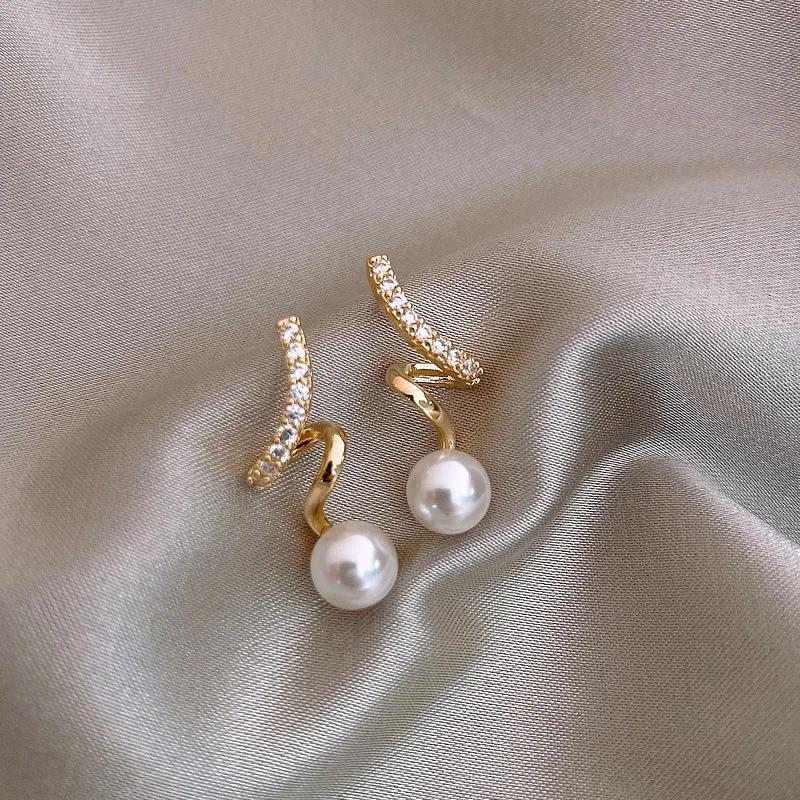 New Cute Pearl Studs Hoop Earrings For Women  Color Eardrop Minimalist Tiny Huggies Hoops Wedding Fashion Jewelry Gift