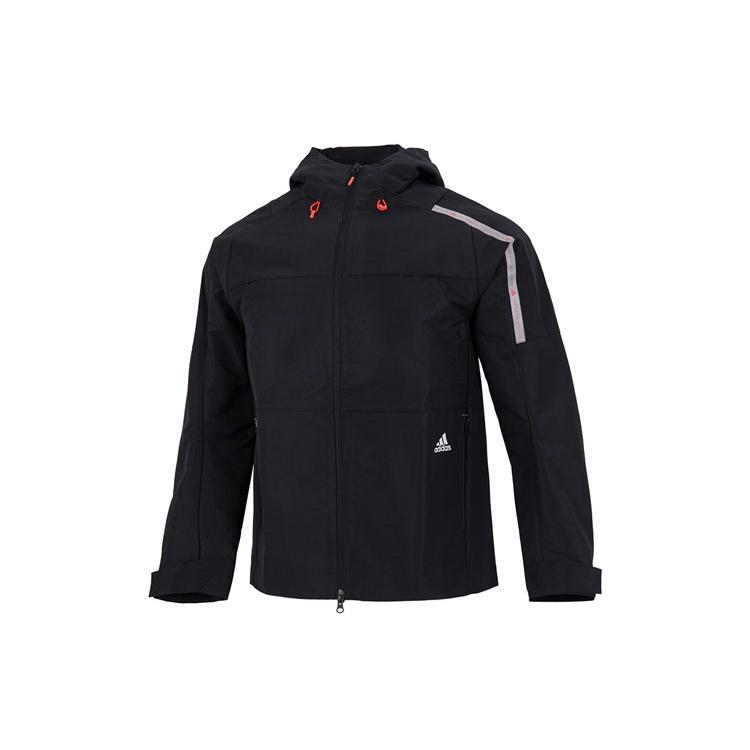 Men s adidas Th Commmtek Wvjk Solid Color Athleisure Casual Sports Hooded Jacket Black HR4438 M