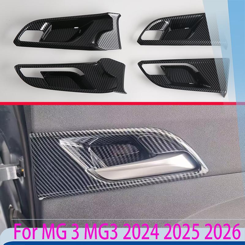 For MG 3 MG3 2024 2025 2026 Carbon Fiber Style Inner Door Handle Cover Catch Bowl Trim ert Bezel Frame Garnish