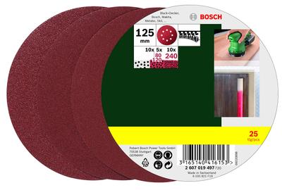 BOSCH Random Sandpaper 125mm Set, Diameter, PR-PEX125M25