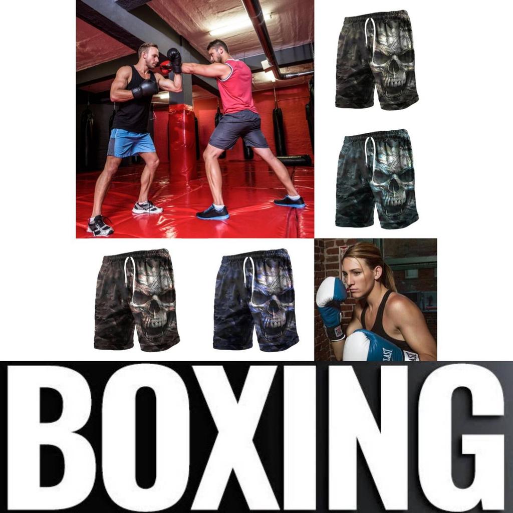 Skull Skeleton Horror Ghost Dark Boxing Shorts Pants 3D Print Fighting Training Unisex Men Women Quick Dry Fitness Gym Sport Workout Casual Streetwear