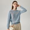 Zhaojun 2025 A/W Women's 100% Cashmere Contrast Stripe Round Neck Sweater