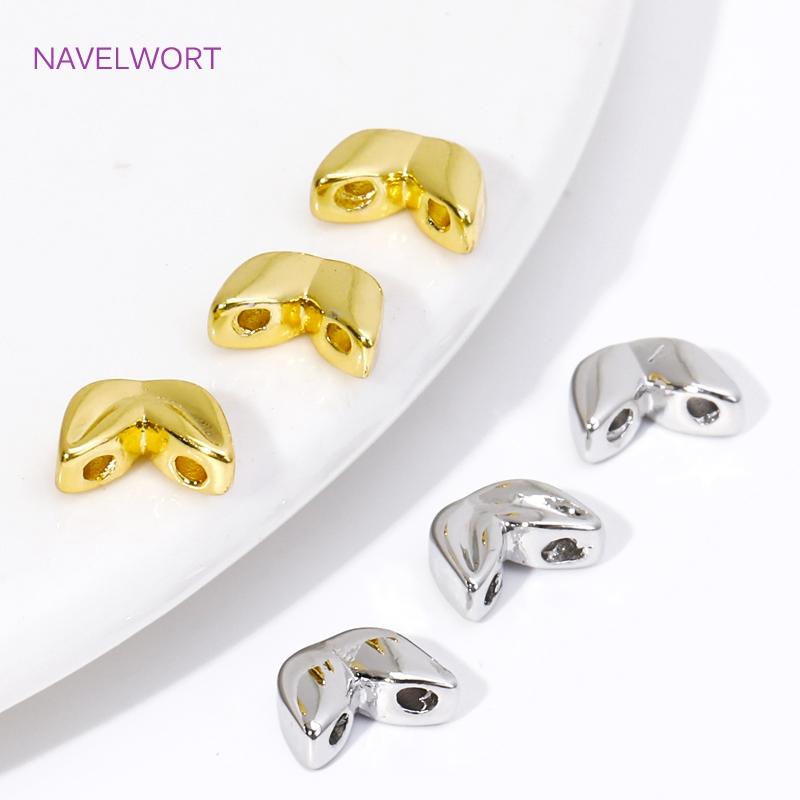 18K Gold Plated Malt-Shaped Double Hole Spacer Beads For Bracelet Making,Beads Separators,DIY Jewellery Making Accessories